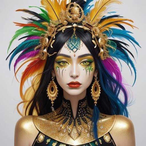 Abstract Expressionist Portrait: Woman with Gold Skin