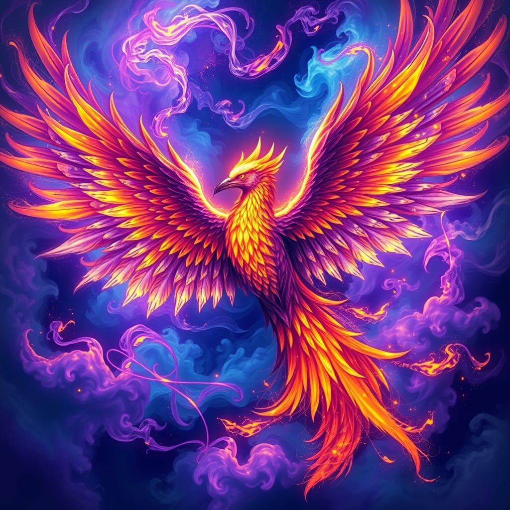Celestial Shamanic Fire Bird in Ethereal Splendor