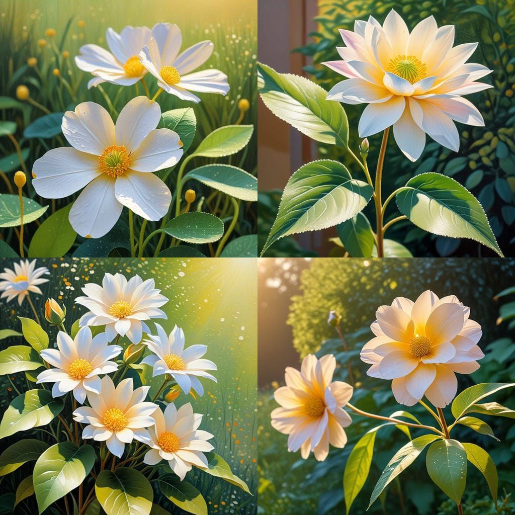 Vibrant Neo-Impressionist Flower Blooms in Natural Setting