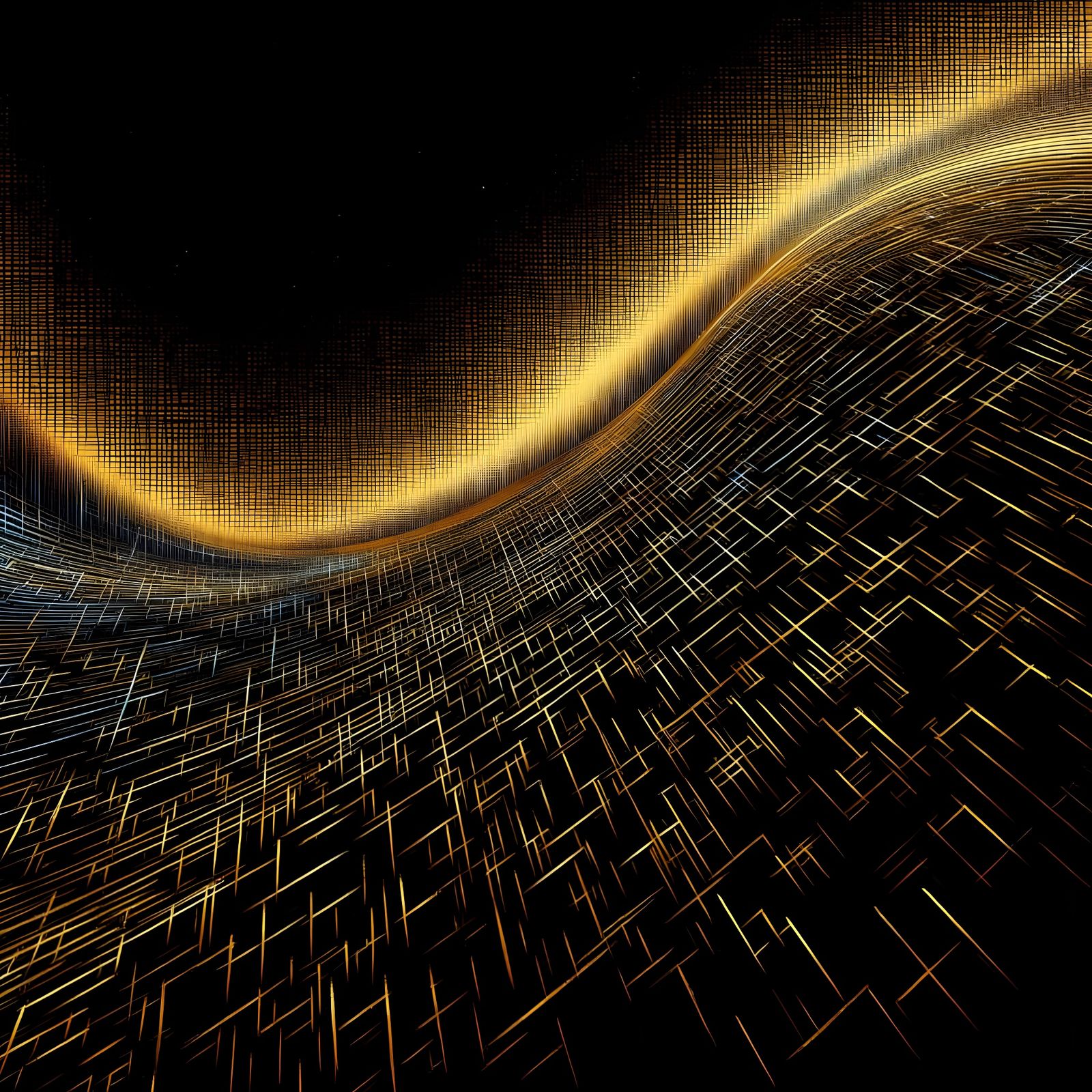 Golden Grid in Raster Art Style