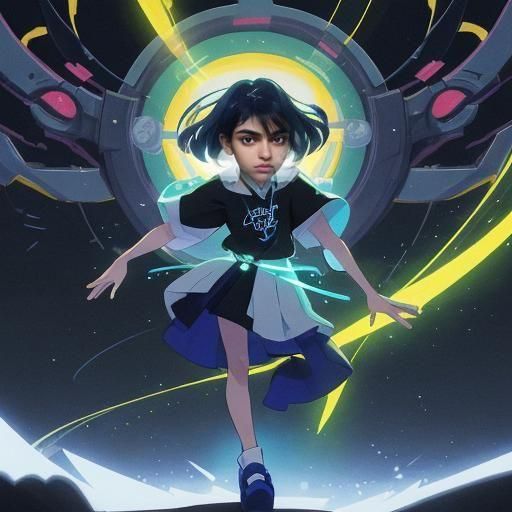 Zara Patel: Tech-Savvy Teen in Anime Style