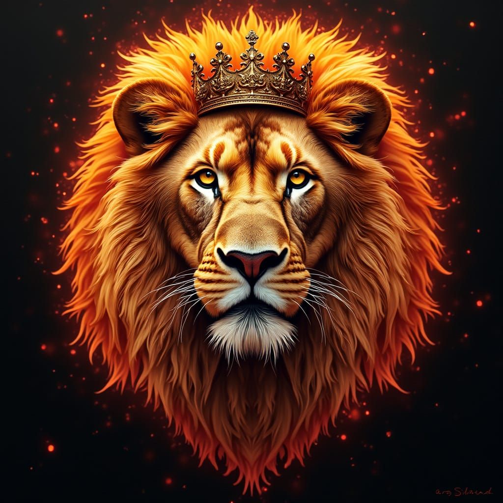 Regal Lion in Majestic Crowned Glory