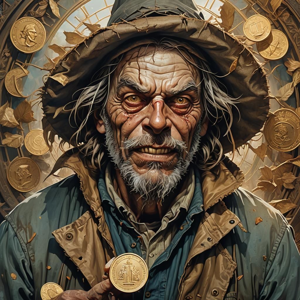 man and coin