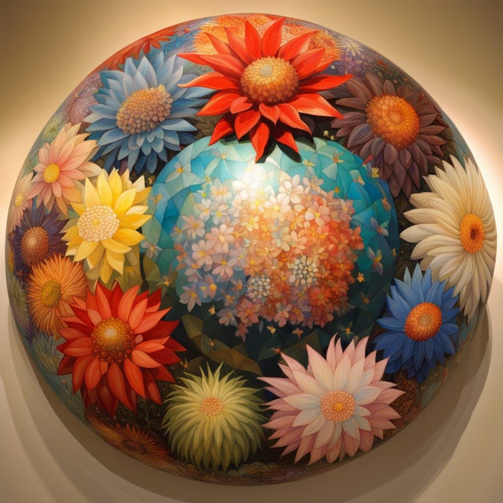 Surreal Sphere: Visionary Art with Cloisonné Details