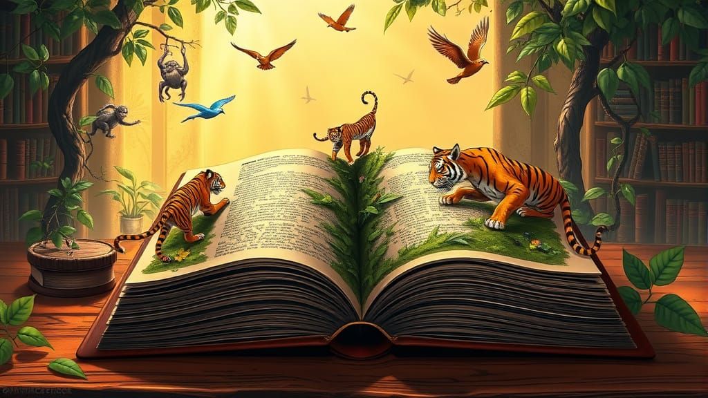 Miniature Jungle Erupts from Ancient Book: Comic Art