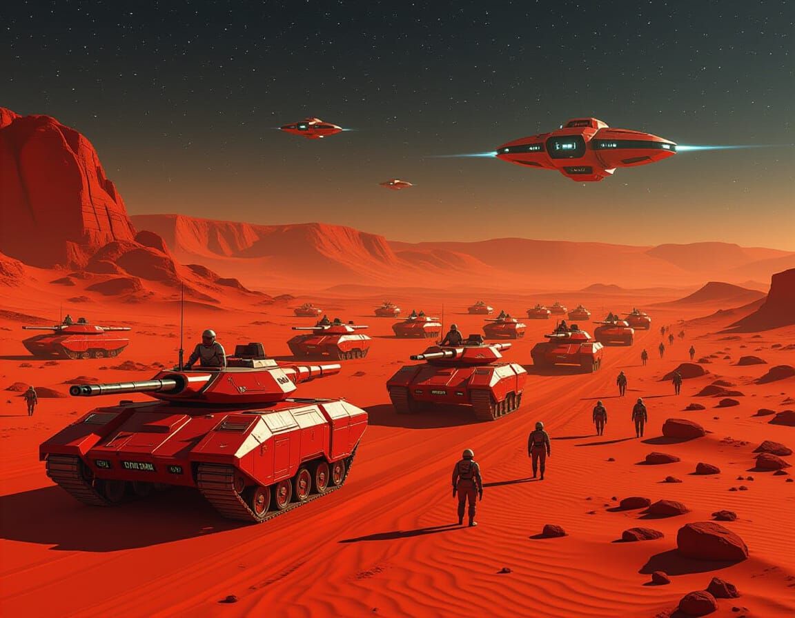 Martian Invasion: Retrofuturism Sci-Fi Panorama