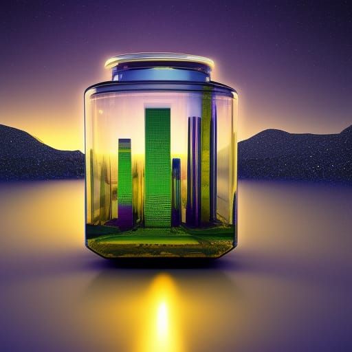 Futuristic City in a Bottle: Photorealistic Art