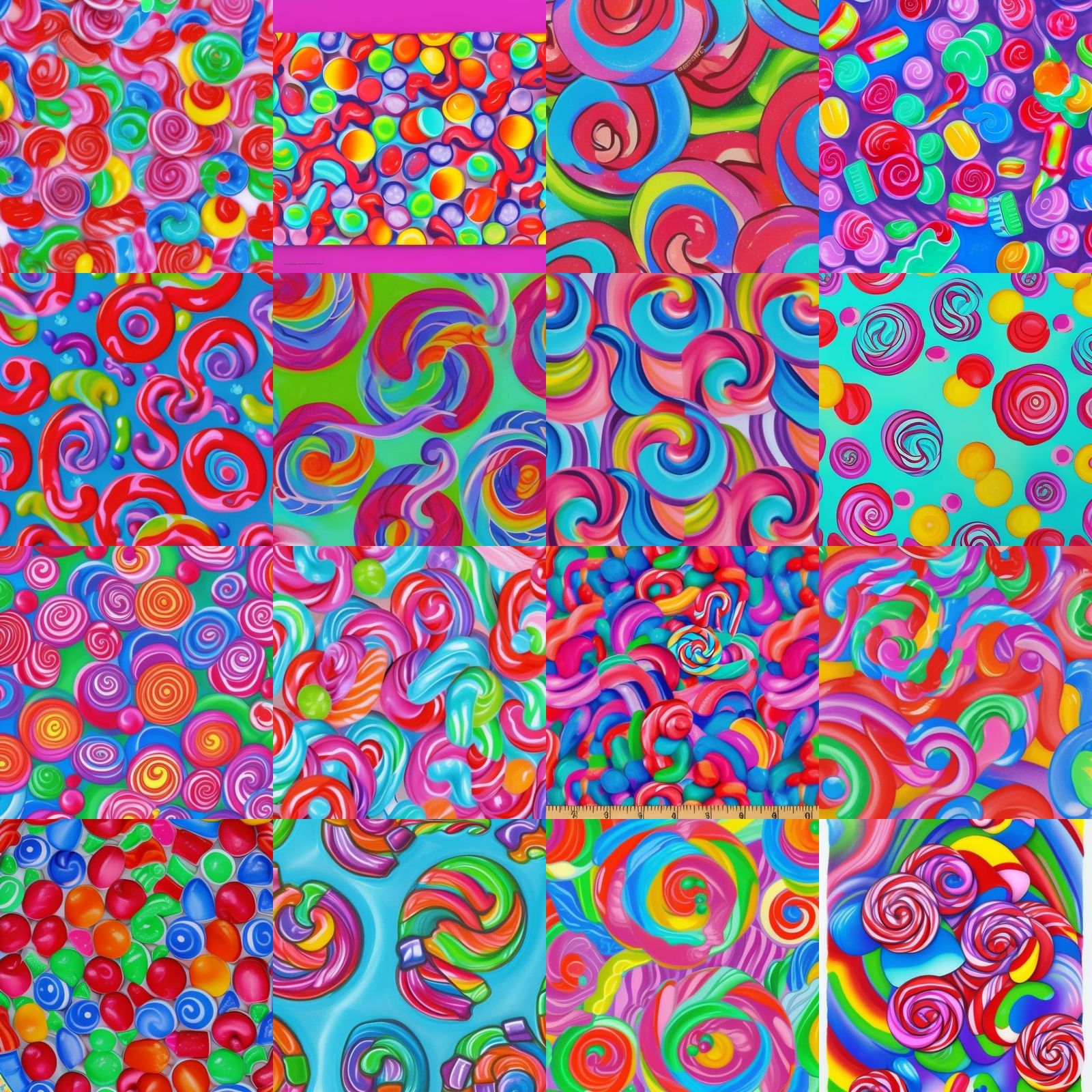 Candy Cane Roses in a Gouache Candyland