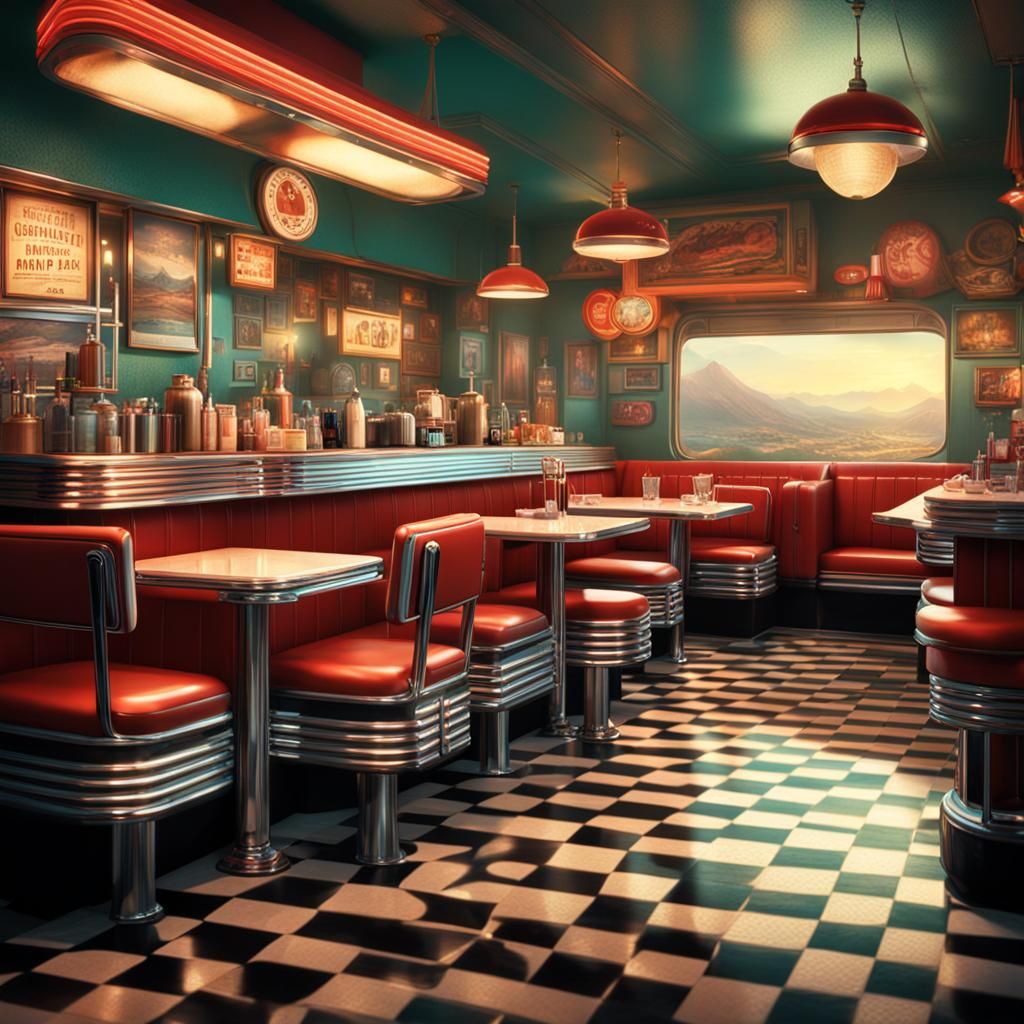 Classic 1950s Diner: Digital Matte Painting
