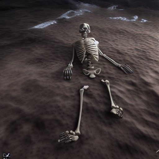 Skeleton Submerged: Ocean Floor Photograph