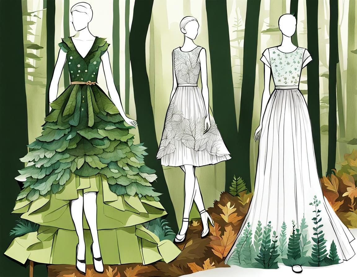 Forest Dress Fashion Sketchbook: Paperdoll Design