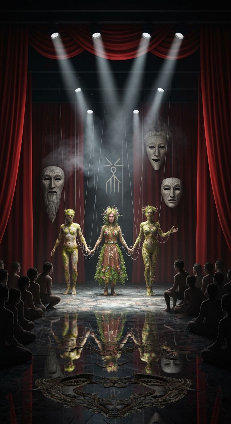 Surreal Slavic Ritual Theater with Mythic Figures