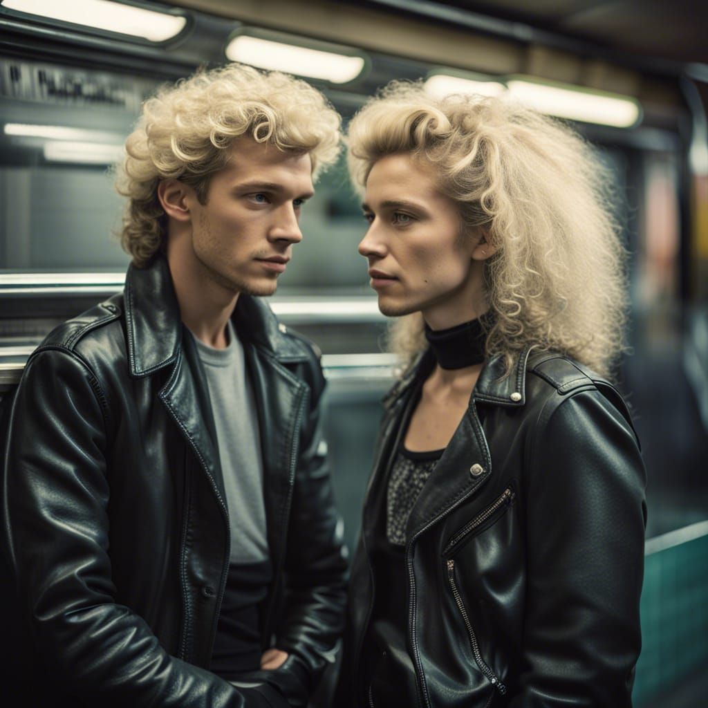 Retro 80s Berlin Subway Scene in Pastel Colors