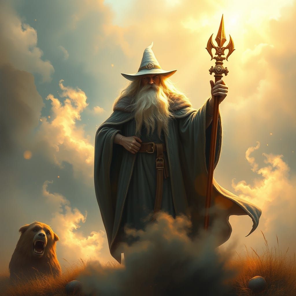 Mystical Wizard in Whimsical Fantasy Realm