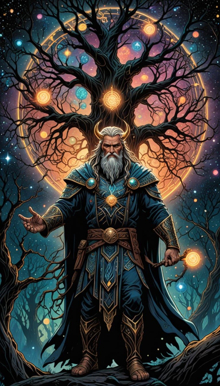 Odin Discovers Cosmic Magic Among Glowing Runes in Space