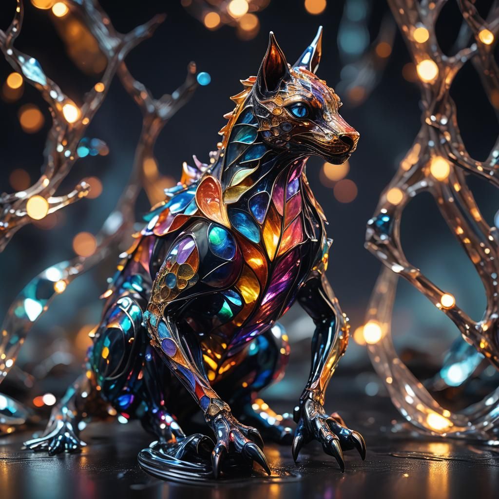 Enameled Glass Figurine: Hyper-Realistic Digital Art