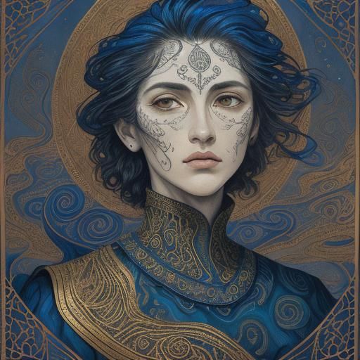 Astral Ocean: Ancient Oak in Watercolor Ink Splash Art