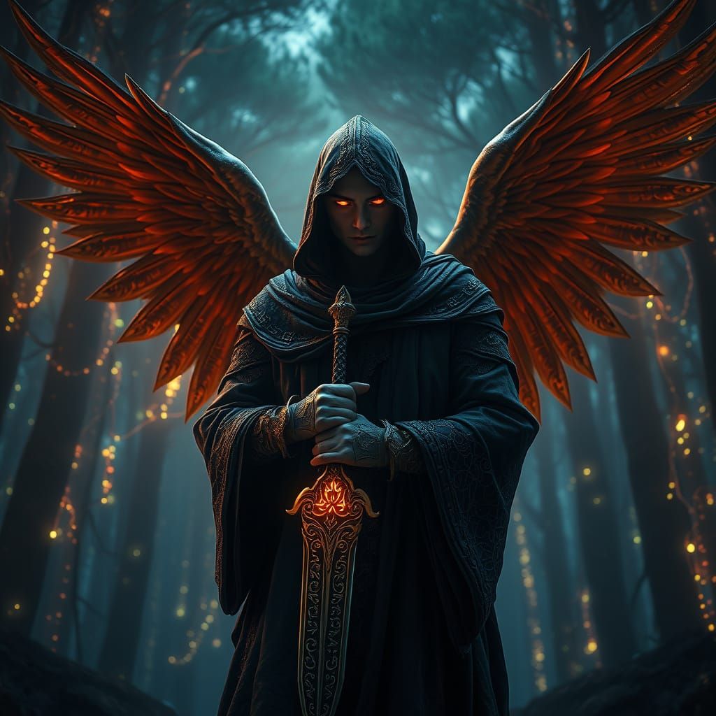 Ethereal Angel of the Night Forest