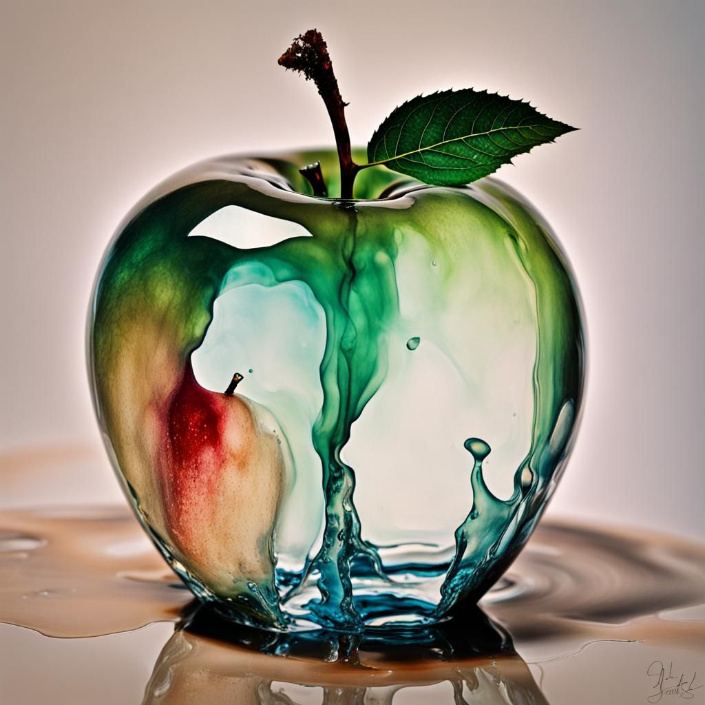 Crystal Apple in Liquid Medium Photograph
