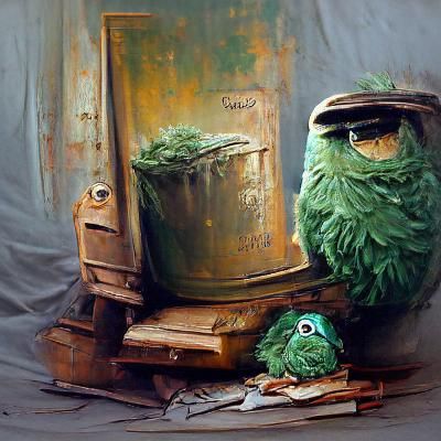 Oscar the Grouch Headshots as Oil Painting