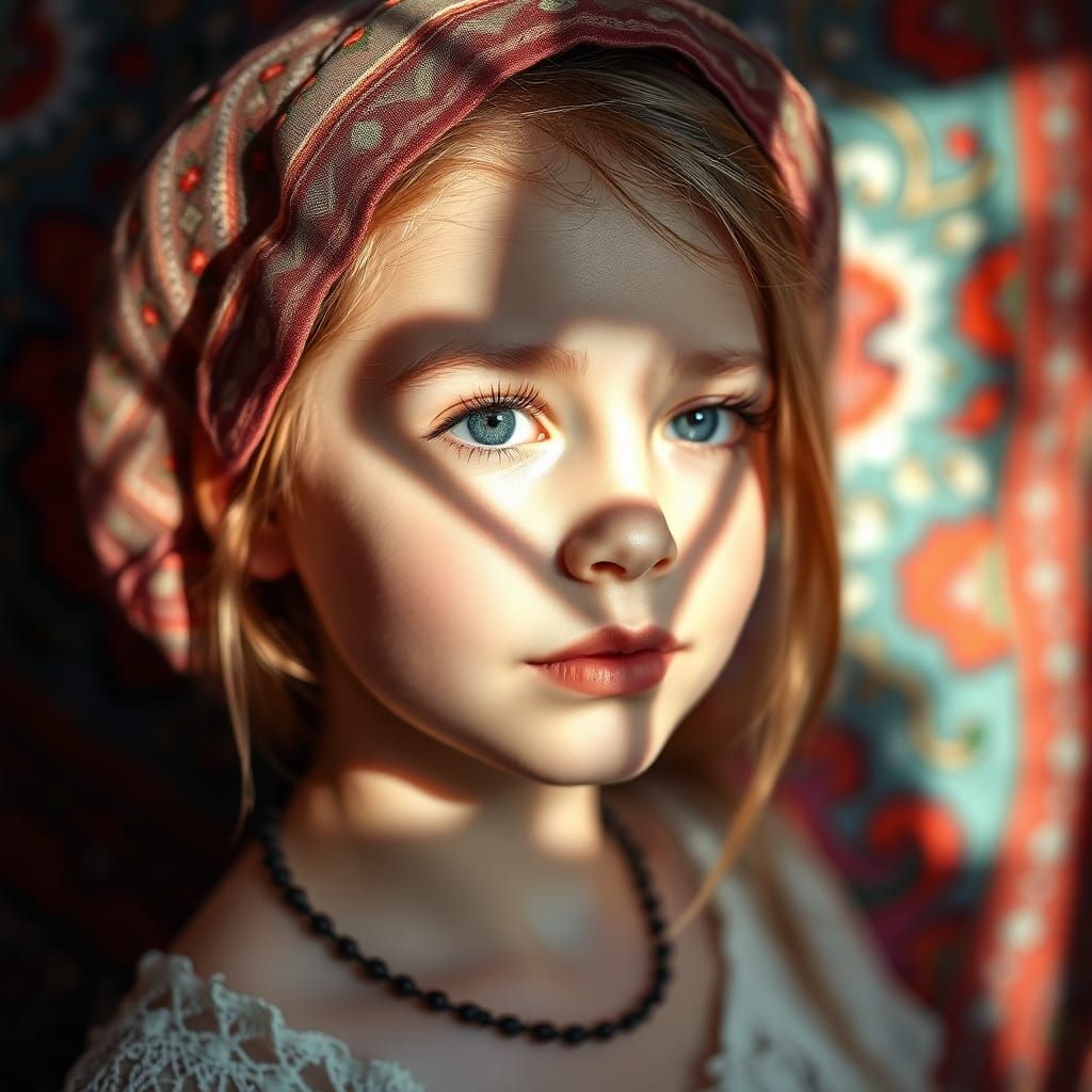 Girl with Gypsy Scarf Shadow, Dreamy Photography