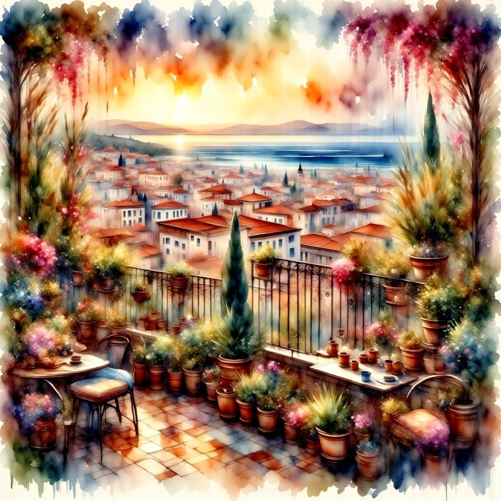 Lisbon Rooftop Terrace at Golden Hour