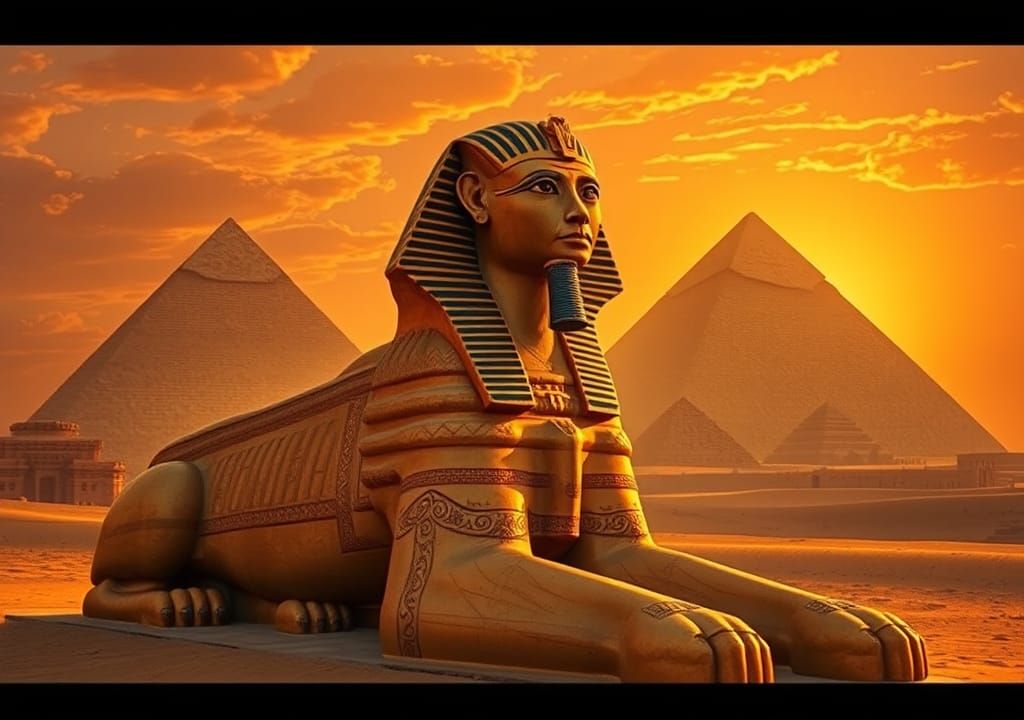Majestic Sphinx in Golden Sunset Light