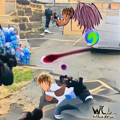 Anime-Style Rapper Image with Dynamic Background