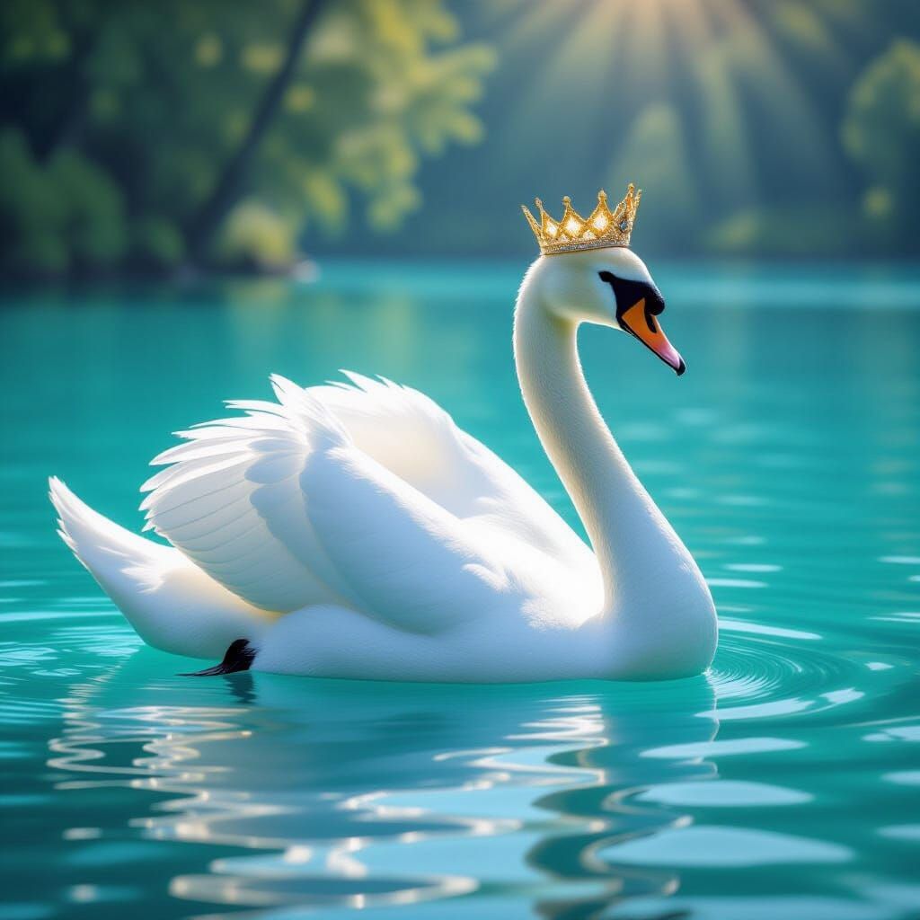 Regal Swan Queen of Ancient Legends in Realistic Style