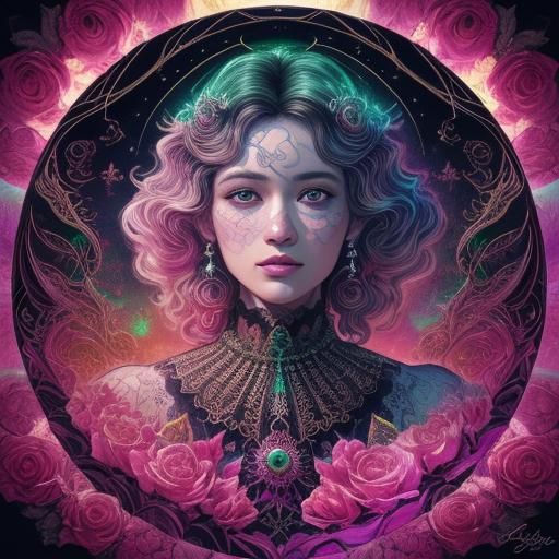 Baroque Ruby Rose Bouquet with Diamonds and Pearls