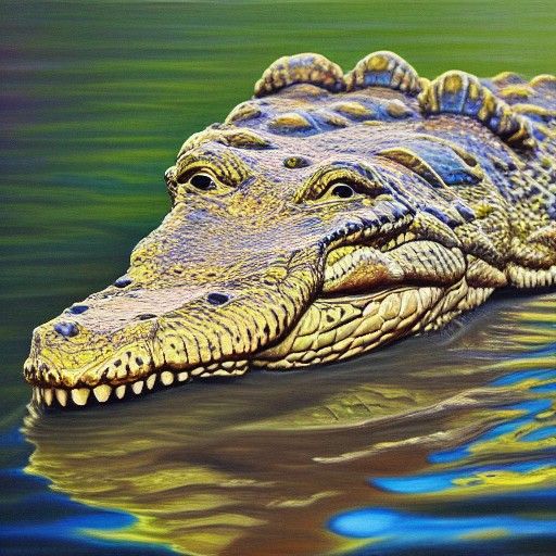Alligator with Bandana in Oil Painting Style