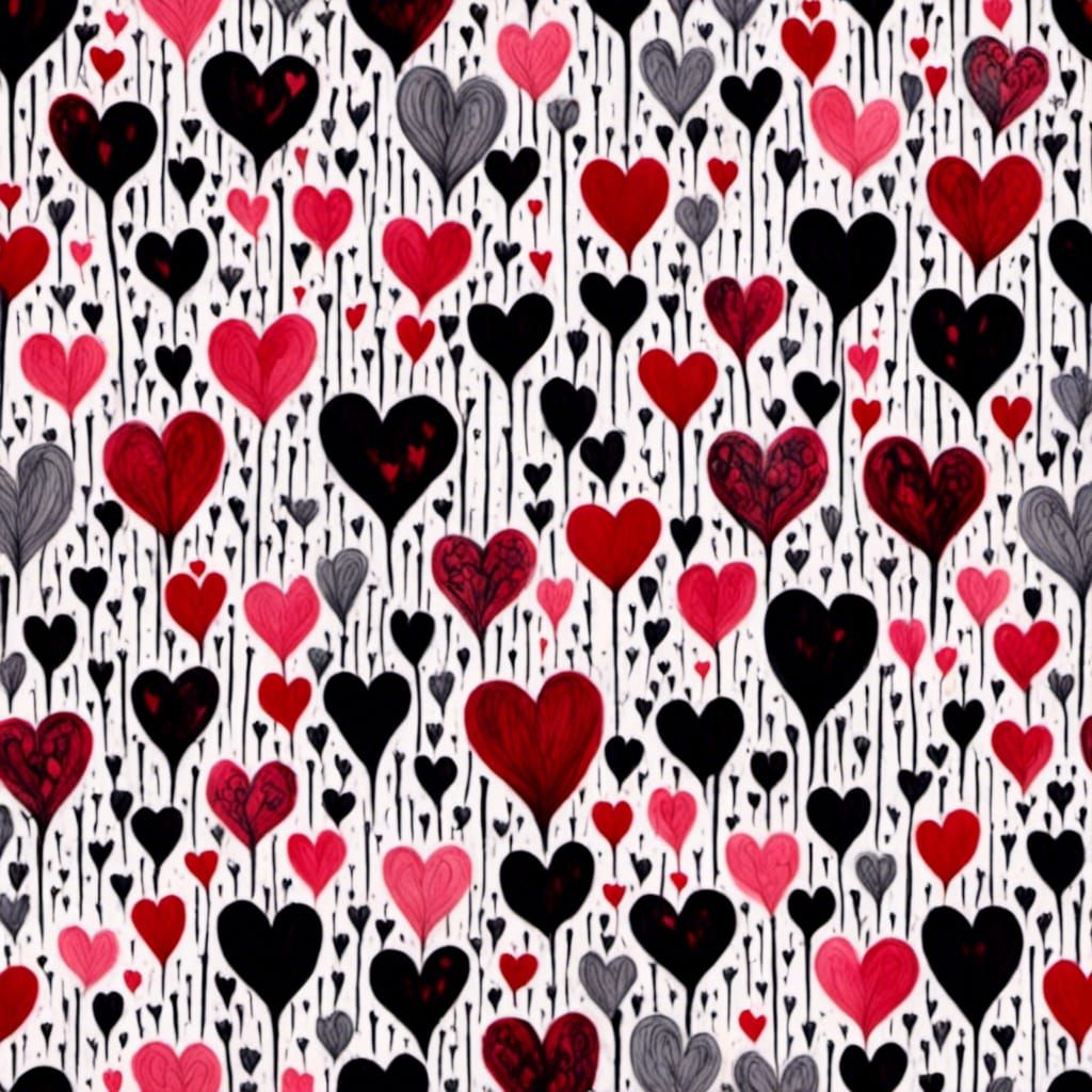 Romantic Gothic Scrapbooking Paper with Hearts