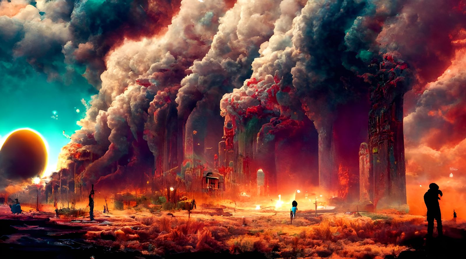 Eerie Apocalyptic Landscape Photoillustration in Expressioni...