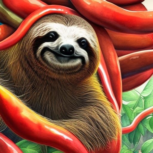 Vivid Watercolour Sloth Illustration