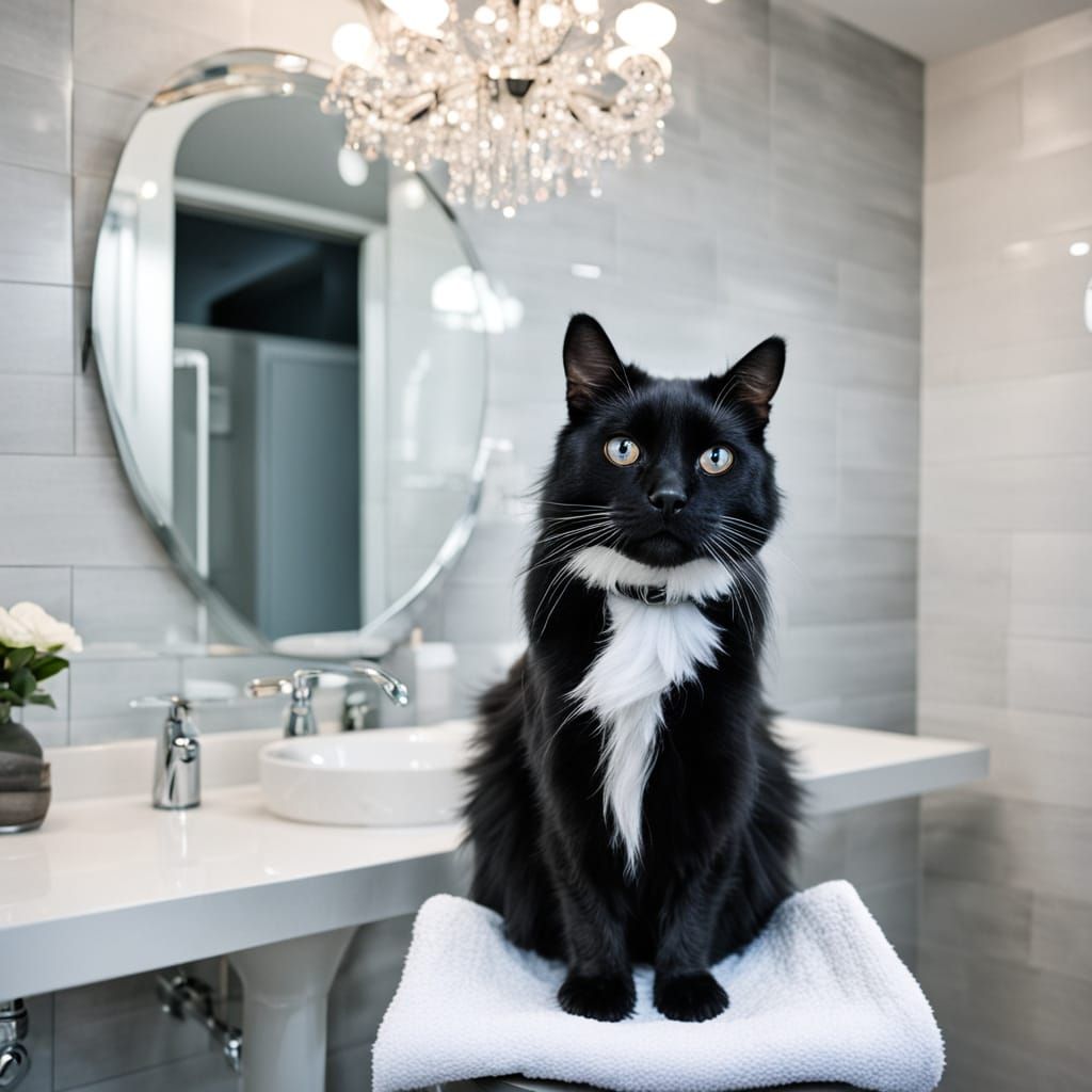 Sophisticated Feline Overlord on Toilet Throne