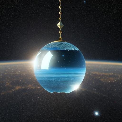 Glass Apple Suspended in Starry Space