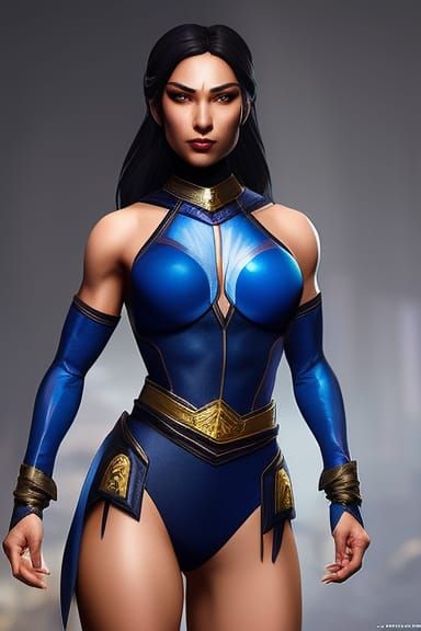 Kitana Mortal Kombat Portrait in Hyperdetailed Style