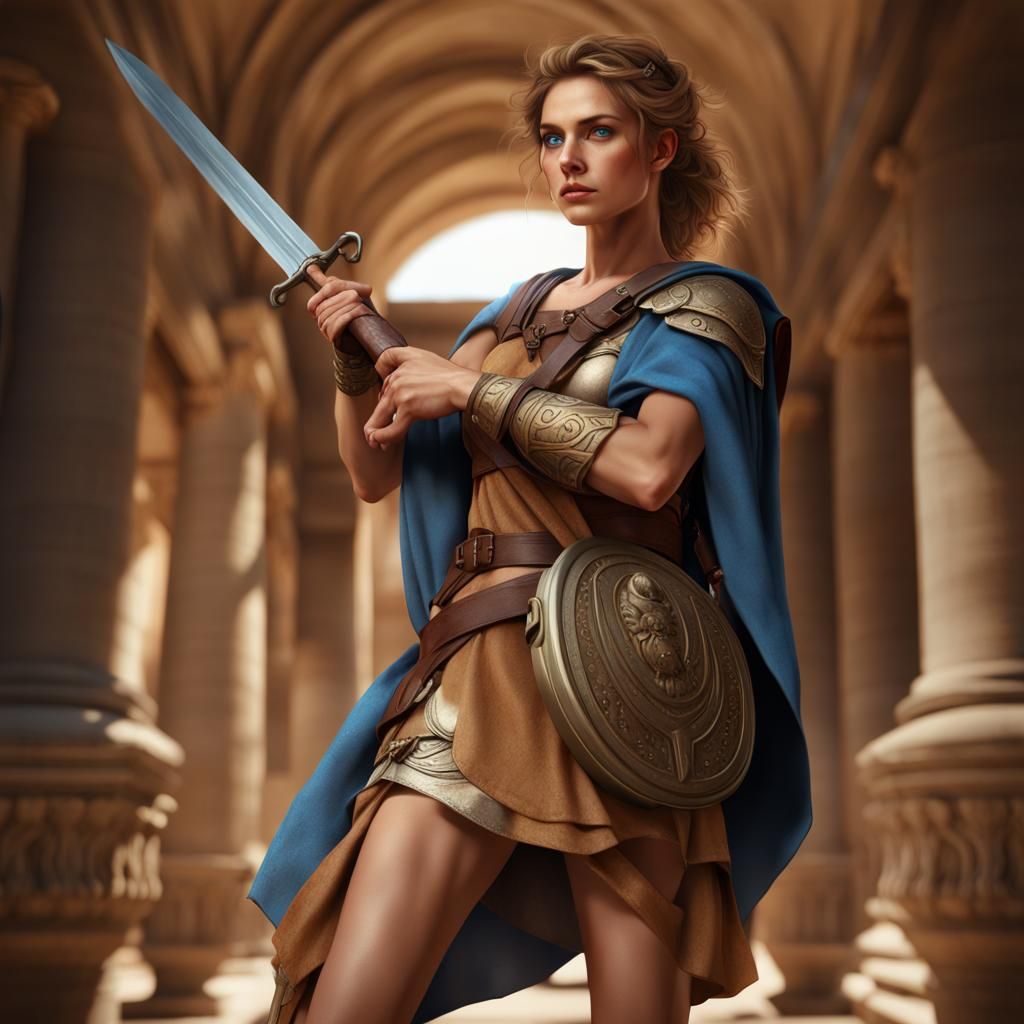 Roman Woman Doctor in Ancient City, Detailed Matte Painting