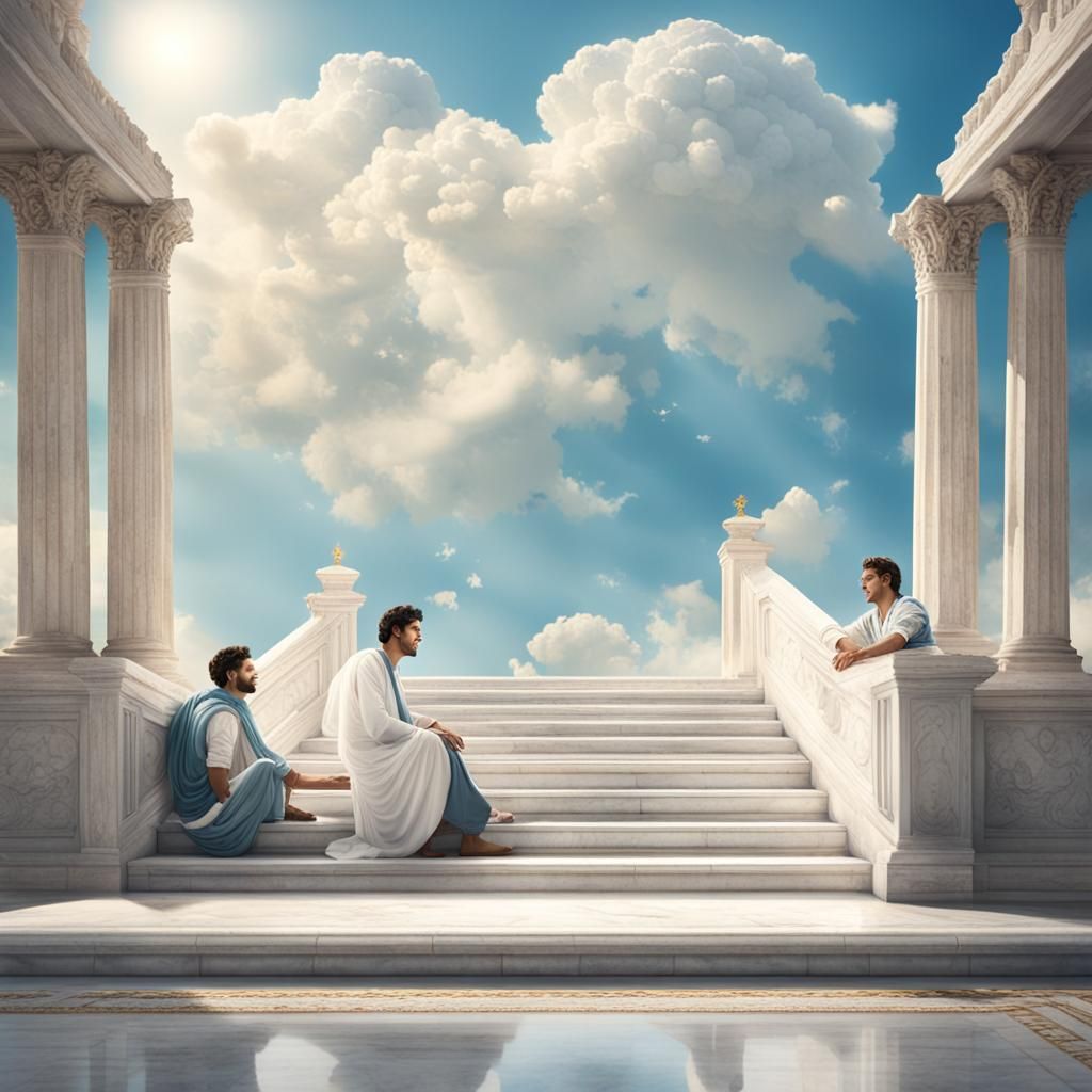 Peaceful Sky Scene with Man in Roman Dress