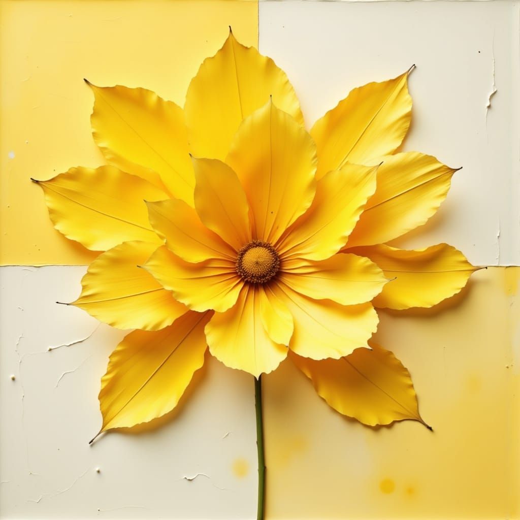 Minimalist Yellow Composition with Geometric Shapes