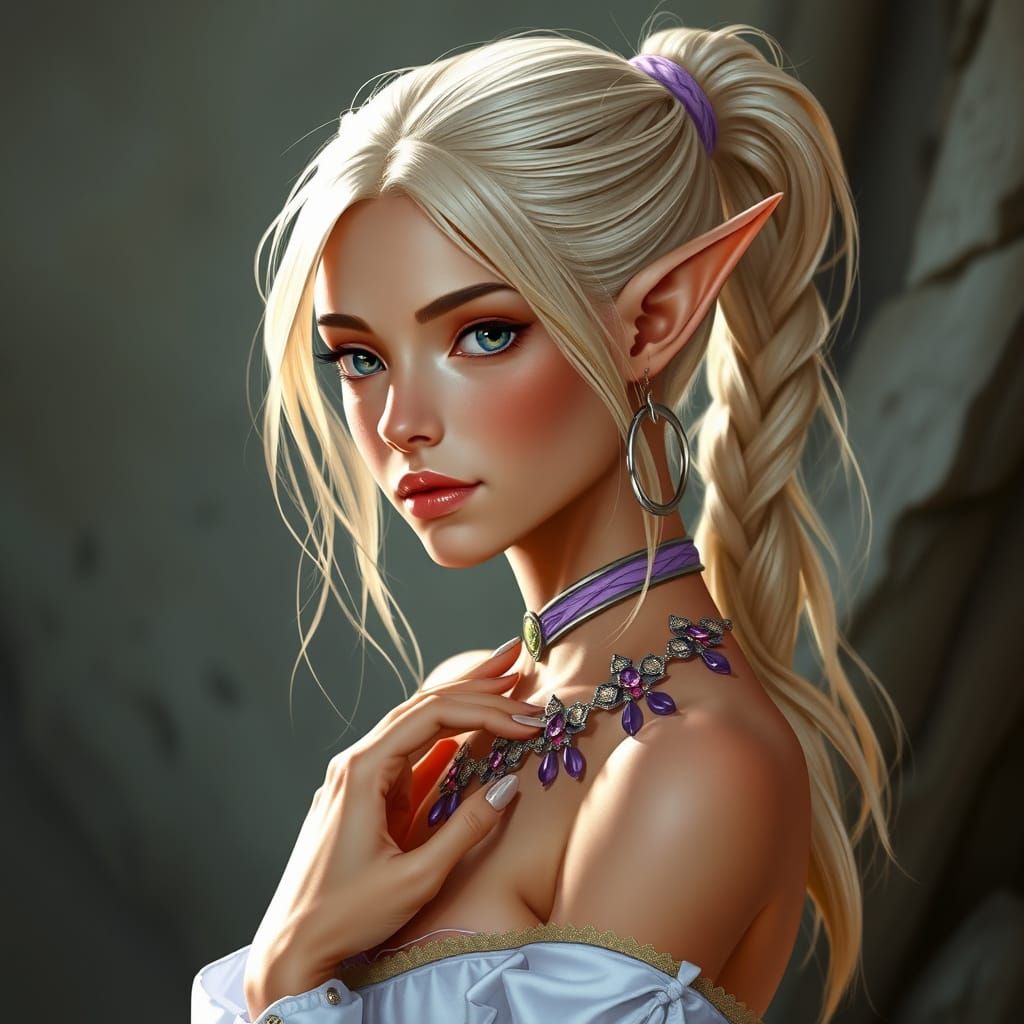 Elegant Blood Elf Portrait in Art Nouveau Style