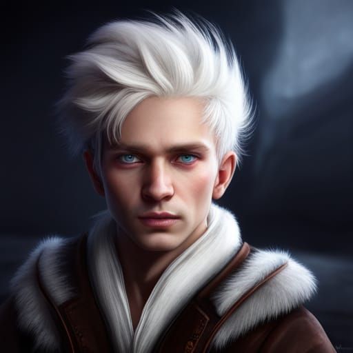 Albino Boy Portrait with Ushanka Hat