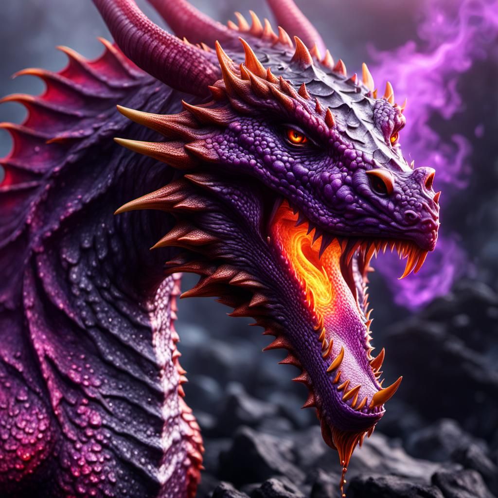 Demonic Diamond Lava Dragon in Hyperrealistic 3D