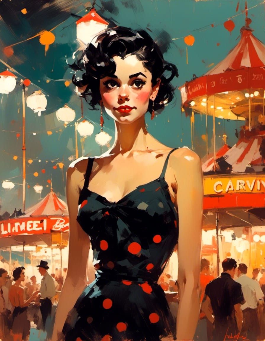 Vintage Pin-Up Portrait of Betty Boop Character