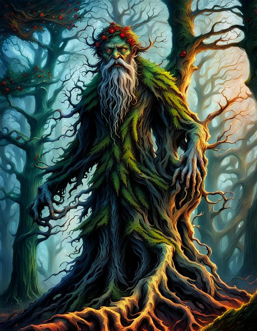 Christmas Treebeard in a Vivid Forest
