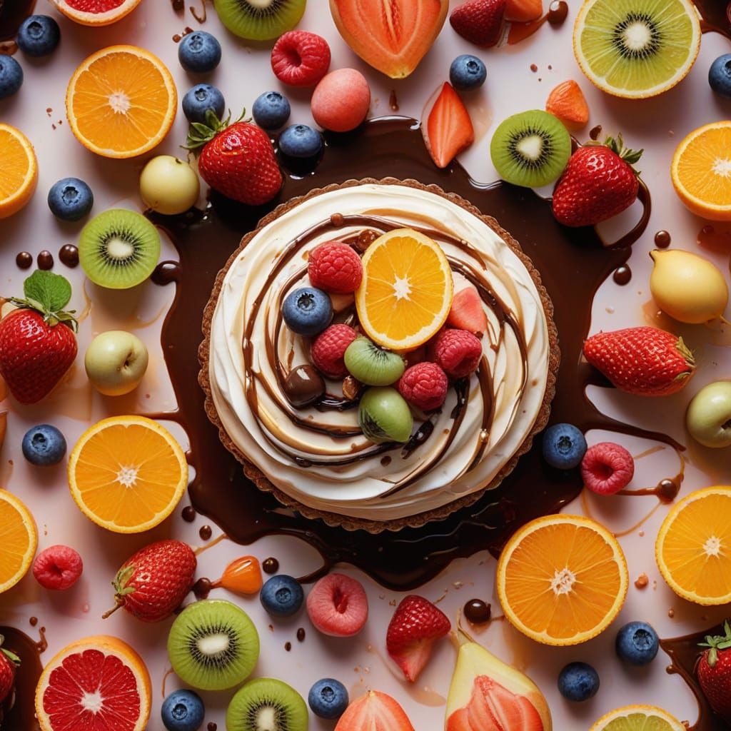 Vibrant Dessert Masterpiece in Oil Painting Style