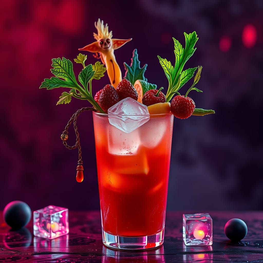 Ethereal Bloody Mary Cocktail in Dark Fantasy Style