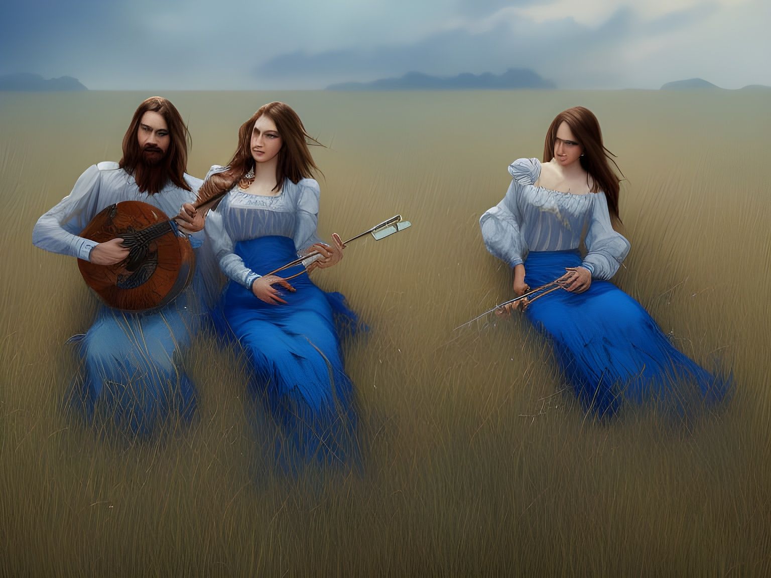 Bluegrass Musicians in a Bluegrass Field, Digital Art