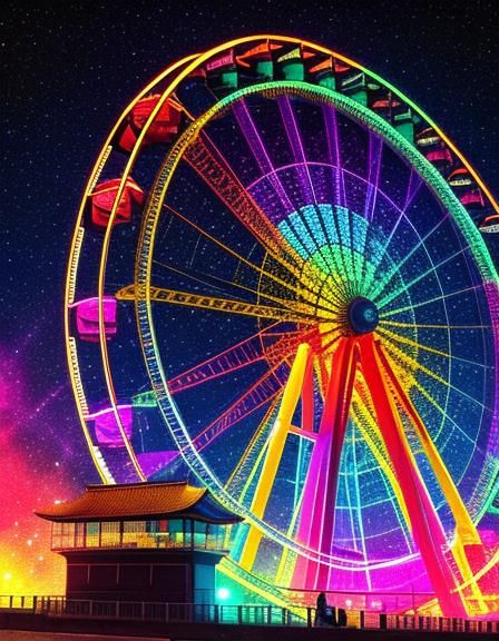 Triadic Ferris Wheel in Shin Hanga Style