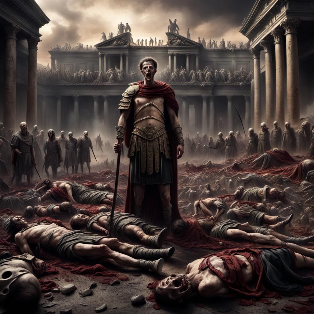 God of Death Amidst Roman Legion Corpses